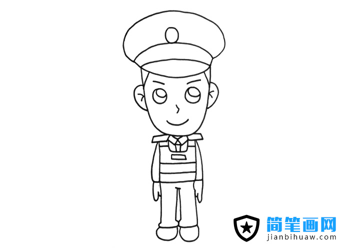 執勤中的交警簡筆畫圖片